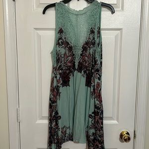 Free People Women's Marsha Printed Lace-Neck Dress, Size Medium